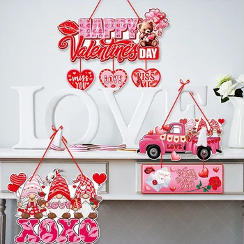 1 BUC Moda Ușa Ornament Dragoste Inima Agățat Pandantiv Ziua Îndrăgostiților Imprimare Hârtie Roșie Coarda
