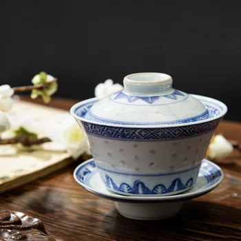 160ml Jingdezhen Porțelan Albastru și Alb Ceai Strachină Cupa Stil Chinezesc se Acoperă Vasul cu Ceai Gaiwan ceainic Set de Călătorie Frumoasă, Fierbător