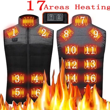 17 Încălzit Vesta Zone Electrice Incalzite Jachete Bărbați Femei Sport Incalzite Strat de Grafen de Căldură Haina USB manta de Încălzire Pentru Camping