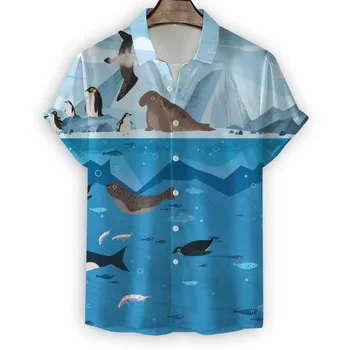 2023 Îmbrăcăminte pentru Bărbați Plaja Hawaii Agrement tipar Digital 3D Maneca Scurta Tricou Barbati Tricou Ocean Camisas Masculinas Streetwear