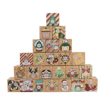 24pcs de Crăciun Advent Calendar DIY Cutii Cutii de Hârtie Pentru 24 de Zile Apariția Numărătoarea inversă Ideal Pentru Cadou, Decor Acasă de Crăciun Cadou