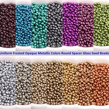 2mm 3mm 4mm Mat Opac Culori Metalice de Sticlă Seedbeads Mat Rotund Distanțier Orez Margele Pentru Bijuterii Diy de a Face articole de Îmbrăcăminte Cusut