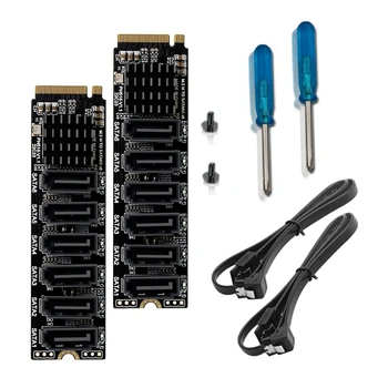 2X M. 2 MKEY PCI-E Riser Card M. 2 NVME Pentru SATA3.0 PCIE La SATA 6Gpbsx6-Port Card de Expansiune ASM1166 Sprijin PM Funcție
