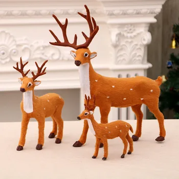 3pcs Simulare de Crăciun Elan Decor Festiv Consumabile Partid de Pluș Reni de Craciun Decor de Basm Grădină Miniaturi elemente de Recuzită