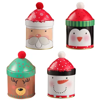 4 Buc De Biscuiti Cutie De Bomboane De Crăciun Galeata De Depozitare Fier De Suveniruri Ambalare Cadou Copil Bătrân Cadouri Cutii Container