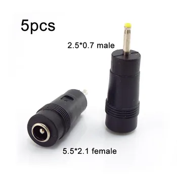 5pcs 2.5X0.7mm la 5.5*2.1 mm Masculin la Feminin Conectori DC Adaptor de Alimentare PC tablet Putere Încărcător Adaptor Jack Plug L1