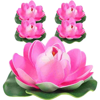 5Pcs Artificiale Plutitoare Lotus Decor Simulat Floare de Lotus Decor Gradina Realiste Lotus Ornament