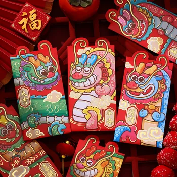 6Pcs 2023 Plicuri Roșu de Anul Nou Festivalul de Primăvară Noroc de Bani Binecuvânteze Buzunar Plic Cadou de Anul Nou Chinezesc Decoratiuni Roșu Învălui