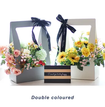 6pcs Portabil de Flori Box Sac de Mână de Flori de Trandafir Cutie de Ambalaj Magazin de Flori Sac de Cadouri de Nunta Ziua Îndrăgostiților Cadou Ambalaj