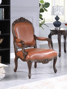 American lumină de lux din lemn masiv canapea scaun retro Europene de agrement scaun scaun Singur dormitor canapea de piele de tigru scaun