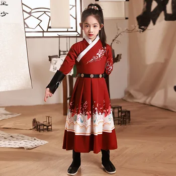 Antic Chinez Rochie Hanfu Copii Broderie Tradițională Costum China Stil Băiat Și Fată De Arte Marțiale Cosplay Kimono Student Uniformă