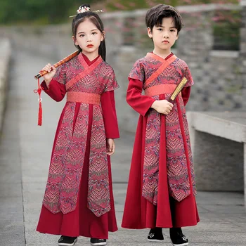 Antic Chinez Rochie Hanfu Copii Tradiționale de Broderie Rochii, Băiat și Fată de Arte Marțiale Cosplay Costum Kimono Student Uniformă