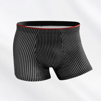 Barbati Dungi boxeri Umflatura Husă cu Dungi pantaloni Scurți Confortabil Chiloți Largi de Sport Respirabil Lenjerie