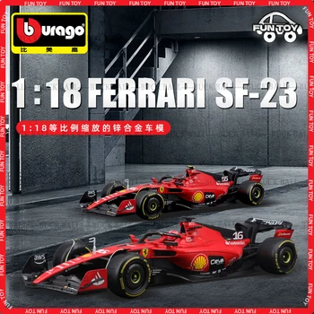 Bburago Ferrari F1 SF-23 2023 Curse #16 #55 1:18 Scară de Formula 1 din Aliaj turnat sub presiune Model de Masina Leclerc Sainz Masina de F1 Jucării Pentru Baiat Cadou