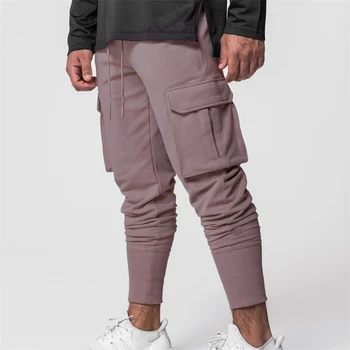 Bumbac de Moda pentru Bărbați Pantaloni Multi-funcțional Buzunar cu Fermoar Fitness Pantaloni Sport de Stradă Îmbrăcăminte în aer liber Pantaloni Casual