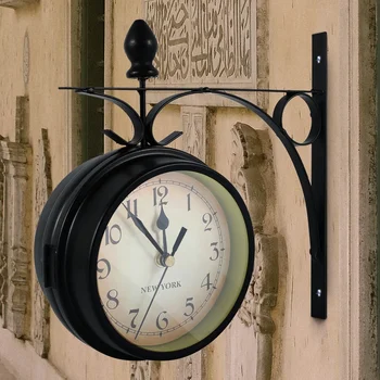 Ceas de perete Retro-Verso Stația de Ceas cu Baterii Tăcut Ceas cu Montare pe Perete Kit de Epocă Ceas de Perete pentru Casa