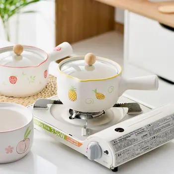 Ceramica Singur maner Caserola cu Capac Supliment Alimentar pentru Copii Oală Adulți Găti Taitei Instant Lapte Cald Oală de uz Casnic