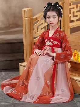 Chineză halat de mătase Costum Fete Copii Kimono China Tradițională de Epocă Etnice antic rochie Dans Costum cosplay Hanfu set
