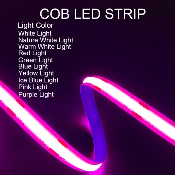 COB Led Strip Lumini 12V 24V 320LEDs/m Flexibile FOB de Bandă LED Naturale Calde Alb Roșu Albastru Verde Galben Roz Violet Iluminat Decor