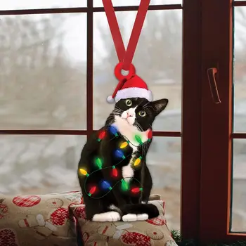 Creative Pisica Neagra Pom de Crăciun Pandantiv Reutilizabile 2D Decorare Pom de Crăciun Drăguț Acrilice Cadouri de Anul Nou