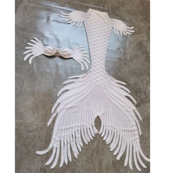 Culoarea albă Sirena Piele Coada de Îmbrăcăminte pentru Înot și Diving Coadă de Pește Rochie de Fotografiere Lenjerie Costum de Halloween Cosplay
