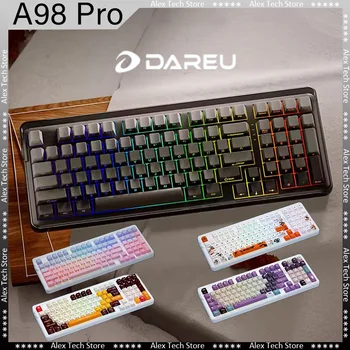 Dareu A98 Pro Tastatură Mecanică Trei Modul de Personalizare fără Fir Bluetooth RGB lumina de Fundal PBT Keycap 4800mah Tastatură de Gaming