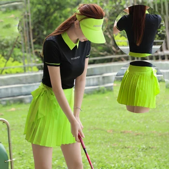 DK Doamnelor Respirabil Golf Tricou Polo Slim cu Maneci Scurte T-shirt Femei Subțire talie mijlocie Fusta Arc iute Uscat Sport Culottes Seturi de Golf