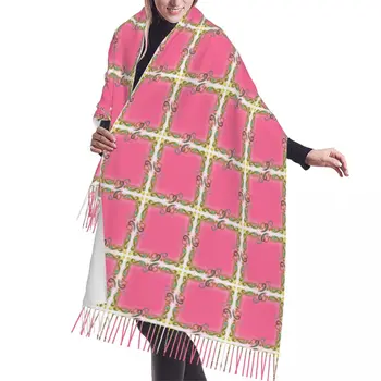 Doamna Mari Multicolore Model În Stil Arab De Lux Versatil Eșarfe Femei Toamna Iarna Cald Moale Ciucure Wrap Eșarfă Șal