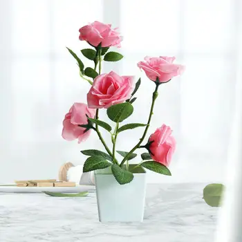 Fals Plantă de Ghiveci Nu Decolorare Artificiale Decorative a Crescut Ghiveci Unic de Ghivece cu Flori de Trandafir de Simulare Bonsai pentru Gradina