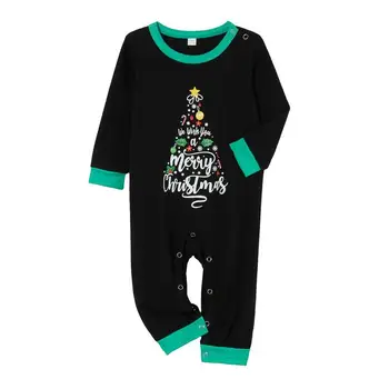 Familia Crăciun Pijama Set De Potrivire De Crăciun Imprimare Pijamas Mamă-Fiică, Tată-Fiu Tinuta Familia Homewear Costum Negru Și