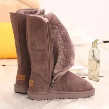 Femei de Lux din Piele de Cald Cizme de Zapada 2024 Iarna Designer de Pluș Pufos Anti-rece Fermoar Pantofi Platforma Zapatos De Mujer