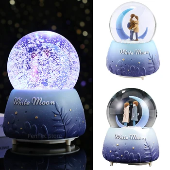 Glob de cristal Cuplu Roti Caseta de Muzică de Zăpadă Luminile Plutitoare Minge de Sticlă Cu Zăpadă Strălucire de Cristal Minge de Crăciun Cadou de Ziua Îndrăgostiților