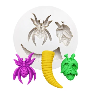 Halloween Craniu Spider Mucegai Silicon Rășină Instrumente Sugarcraft Cupcake Bicarbonat De Mucegai Tort Fondant Instrumente De Decorare