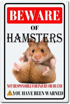 Hamsteri Tin Semn Feriți-vă de Hamsteri Metal Sign Amuzant Acasă Decor Perete în aer liber de Avertizare Decoratiuni Semne-8x12inch-Tin