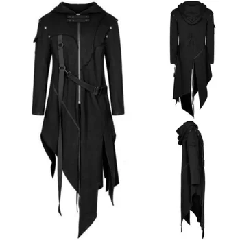 Medieval Goth Primăvară Cădea Epocă Gotică Femei Haine de Halloween Cosplay Costum Petrecere Haină Lungă Bărbați Punk Faux Trench Jacket