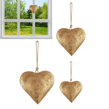 Metal Inima Clopot în Formă de Inimă de Fier Ornament Cu Aur Finisaj Antic Vintage din Metal Inima Arta de Perete Ziua Îndrăgostiților Rustic de Perete