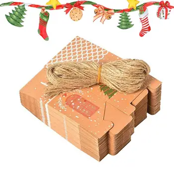 Mini Cadou de Crăciun Sac 50pcs Crăciun Hârtie Kraft Cutie Pentru Cadouri Decoratiuni de Craciun Pentru Bomboane, Cookie-uri Ciocolata Coliere