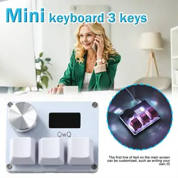 Mini Tastatura 3 Chei O3C Rapidă Declanșa Hall Comutatoare Wooting Switch-uri Magnetice Tastatura Cu Buton Și Ecranul,Copy Paste,Shotcut