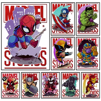MINISO super-Erou de Artă Poster Spiderman Iron Man Decor Pictura benzi Desenate super-Erou Panza Poster Pentru Camera Copii Pepinieră Decor Acasă
