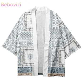 Moda Hip Hop Caju Flori Print Kimono Traditional Japonez Cosplay Cardigan Barbati Camasi Femei Harajuku Haori Tendință Haina