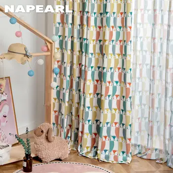 NAPEARL Desene animate Imprimate Animale Drăguț Pinguin Model Acasă Fereastră perdele Draperii pentru Copii, Camera Copii, Dormitor Decor