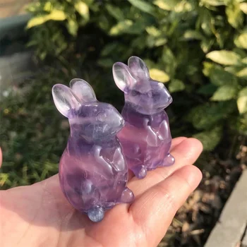 Naturale Violet Iepure Sculptură Meserii Vindecare Piatră Norocos Acasă Decorare Cadou Copii Sănătoși Jucărie 1buc