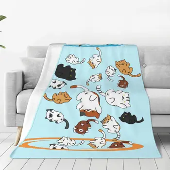 Neko Portaluri Pături Fleece Atsume Neko Kawaii Joc Pisica Kitty Colector Ușor Arunca Pătură pentru Acasă Canapea Dormitor Quilt