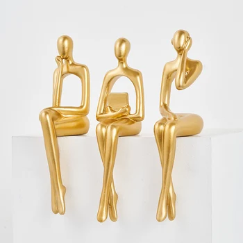 Nordic Decor Acasă De Artă Desktop Aur Sculptura Meserii De Birou Accesorii De Birou Gânditor Figura Statuie De Lux Camera De Zi De Decorare