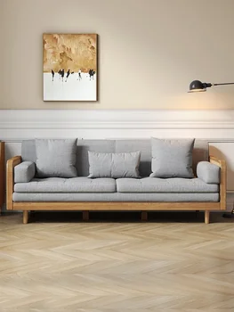 Nordic din lemn masiv, tesatura canapea, camera de zi, stejar mică unitate de combinație, modern și simplu rattan țesute tesatura canapea