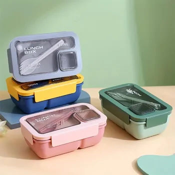 Portabil Cutie de Prânz Elevii Aduce masa de Prânz Poate cuptor cu Microunde Încălzire etanșe Lunchbox cu Tacamuri pentru Copii de Școală Birou