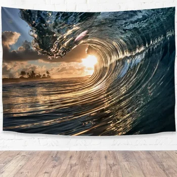 Pro-Graphx Tapiserie Ocean Wave - Boho Agățat de Perete Design Peisaj Mare pentru Camera de zi, Dormitor, Dormitor Tapiserie