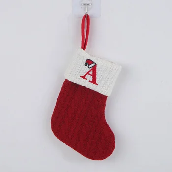 Roșu Clasic Scrisoare De Crăciun Șosete De Lână Tricotate Mini Ciorapi Sac Sac De Cadouri De Crăciun Husă Șemineu Tesatura Ornament Pentru Pomul De