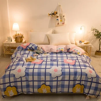 Stil pastorală quilt capac albastru carouri roz floare printese carpetă acopere twin plin regina king dublu, capac pătură lenjerie de pat