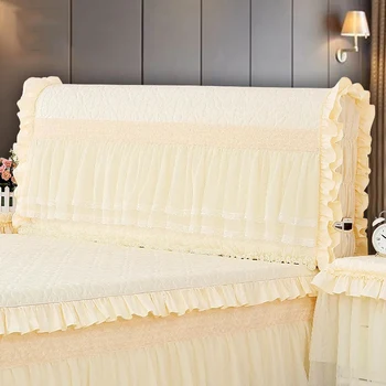 Stil Printesa Complet Inclusive Bedhead Capac De Praf Drăguț Dantelă Margine Decor Dormitor Bedboard Acoperi Matlasat Inima De Imprimare Pat Acopere Capul
